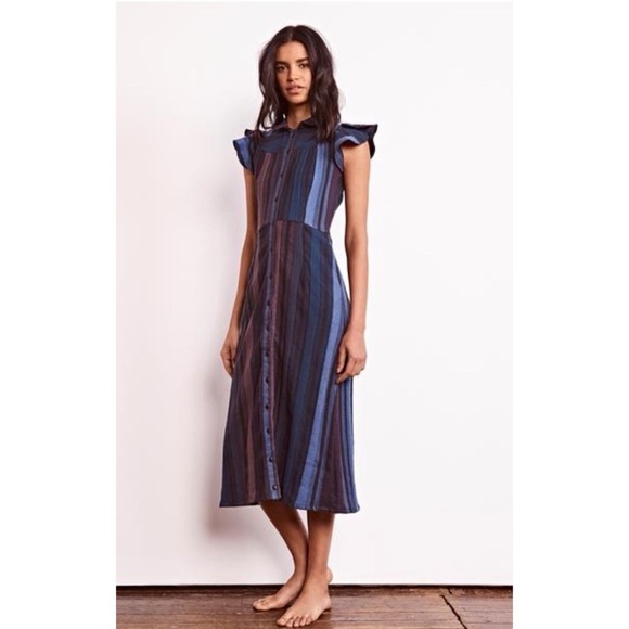 ACE & JIG Ophelia Button-Down Plaid Midi Dress in Honor Blue XS - Picture 12 of 13